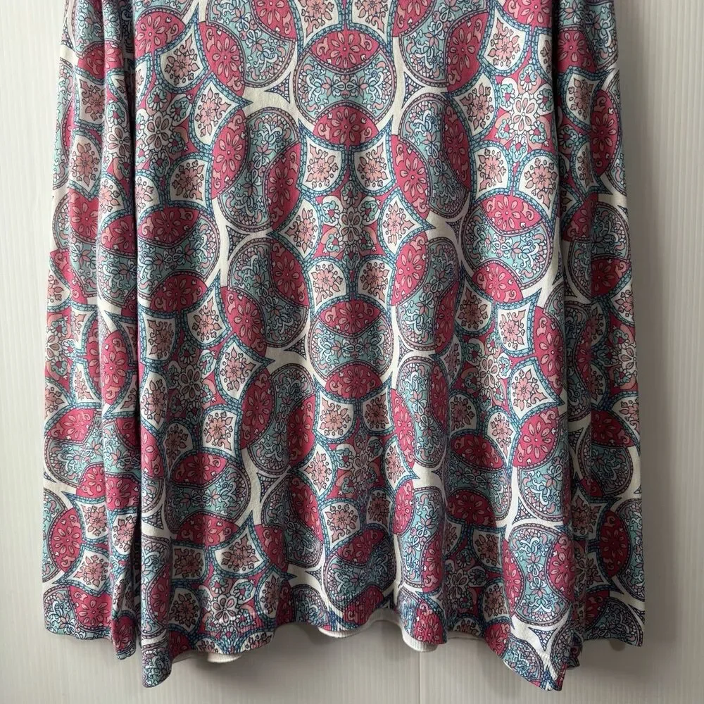Talbots Plus 2X Women’s Mandala Print Knit Top Long Sleeve Cotton Blend